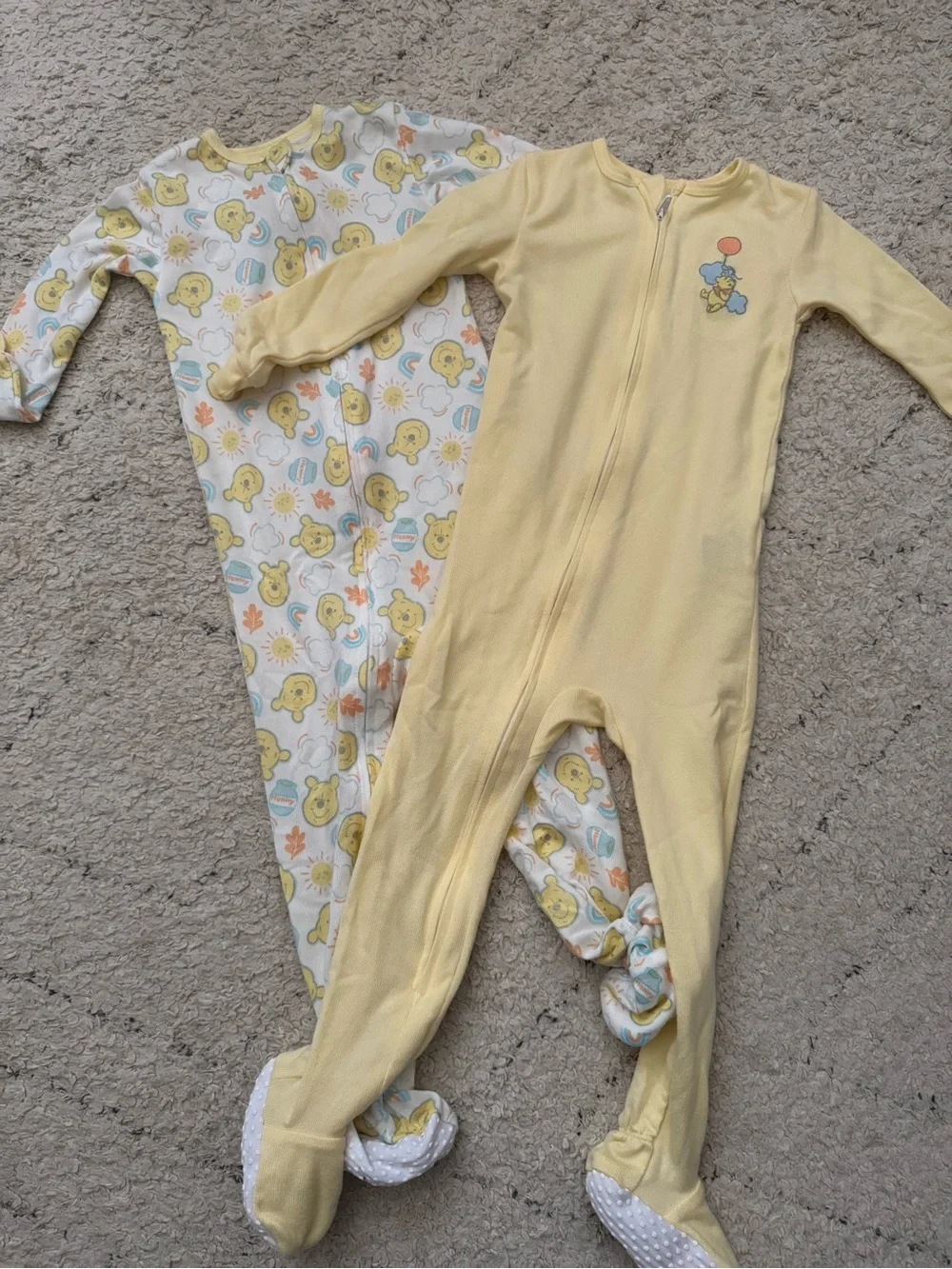 Disney Yellow Baby Footed One-Piece Sleepers - 2 Pack